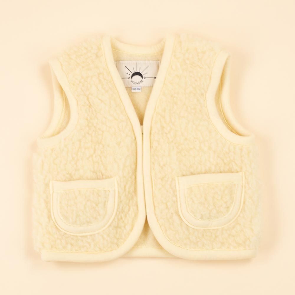 Moonrise kids wollen bodywarmer Atria beige met rits