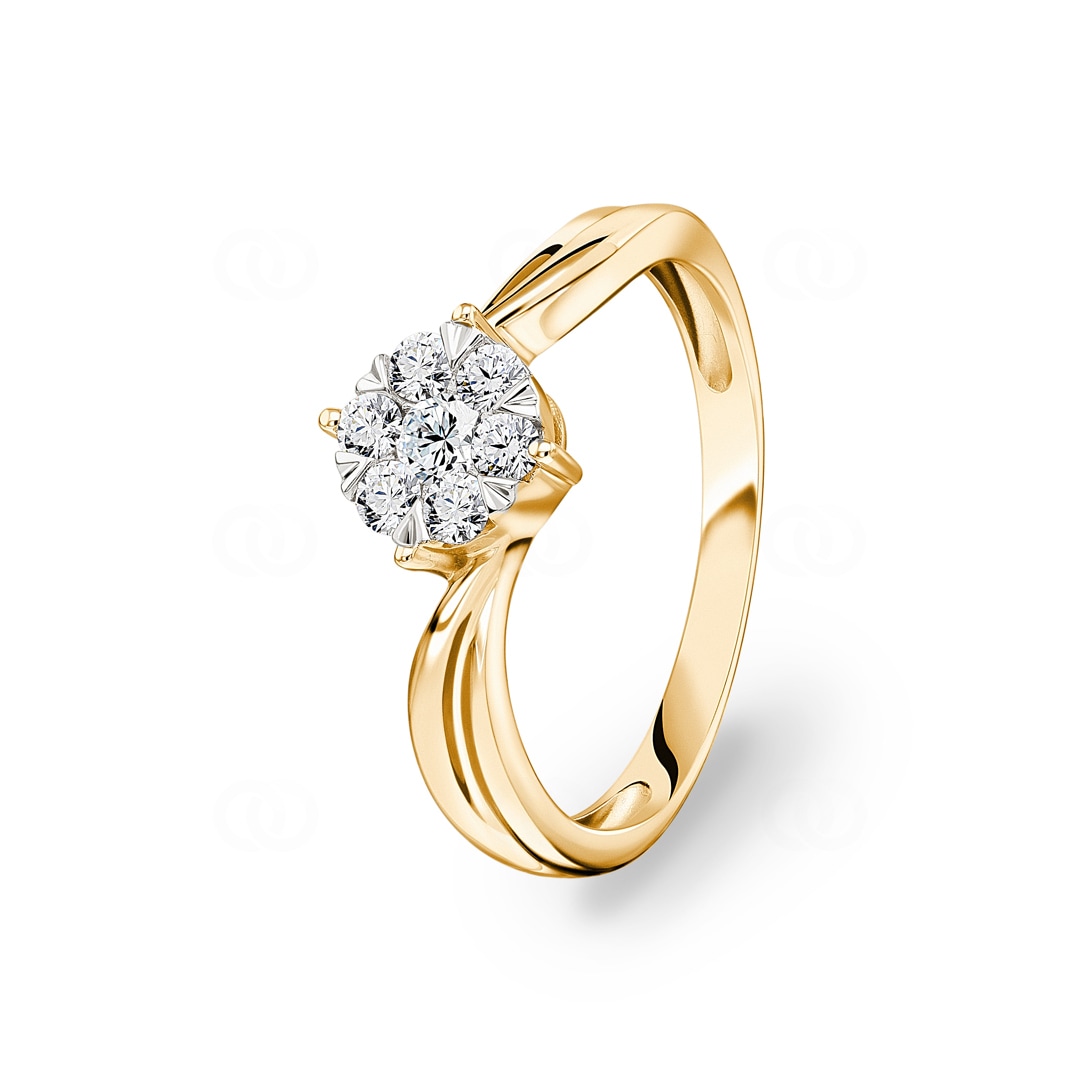 Verlobungsring 750/18 K Gelbgold mit Diamanten 0.33 ct H/si