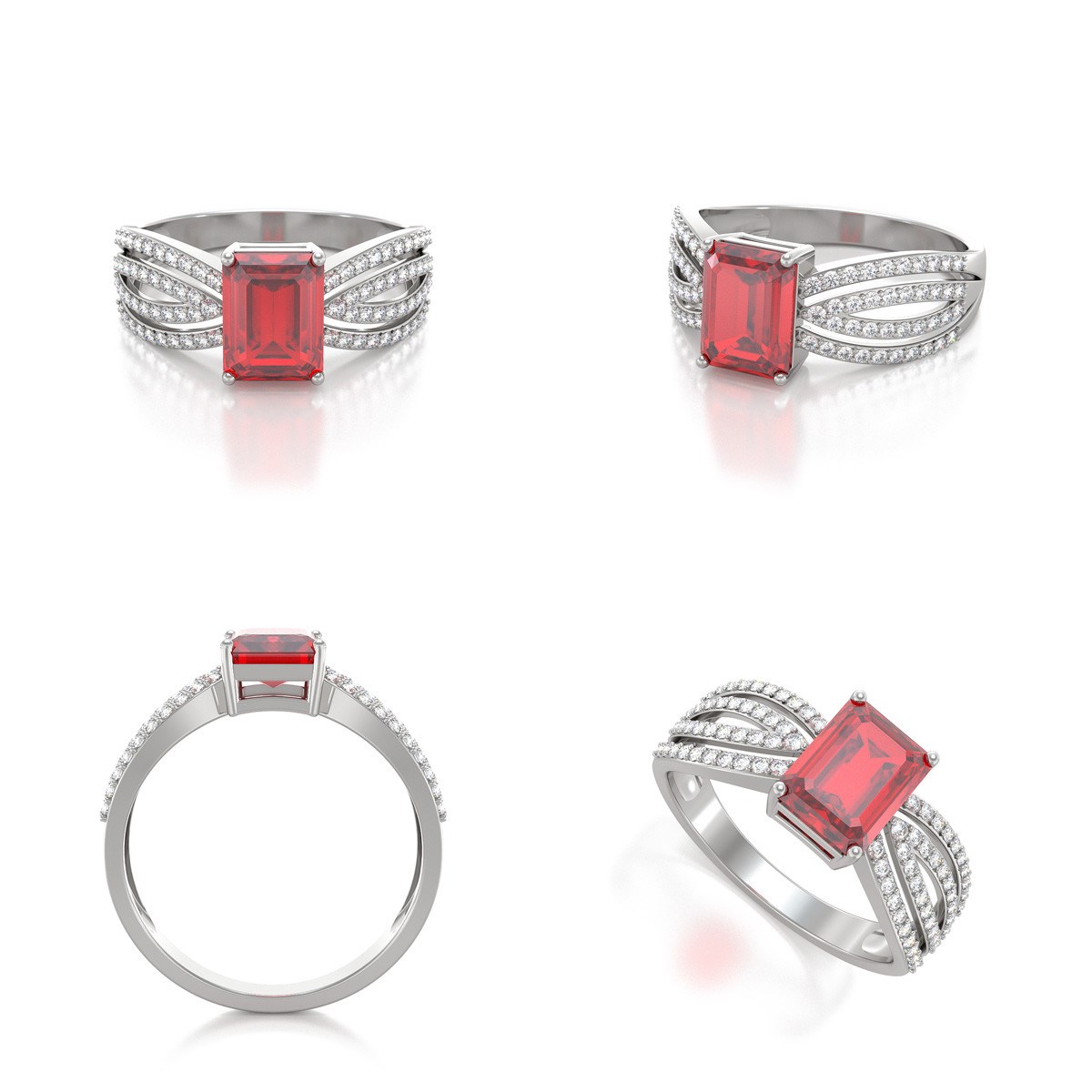 Bague Rubis et diamants sur Argent 925 2.97grs
