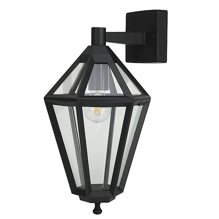 Applique murale extérieure Radley Down 6 faces Hexagonale E27 IP44 46.6x24cm Noir
