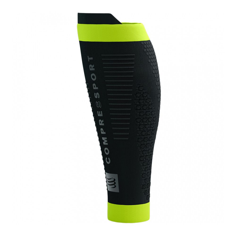 Compressport R2 3.0 FLASH - Manchon de compression black/fluo yellow