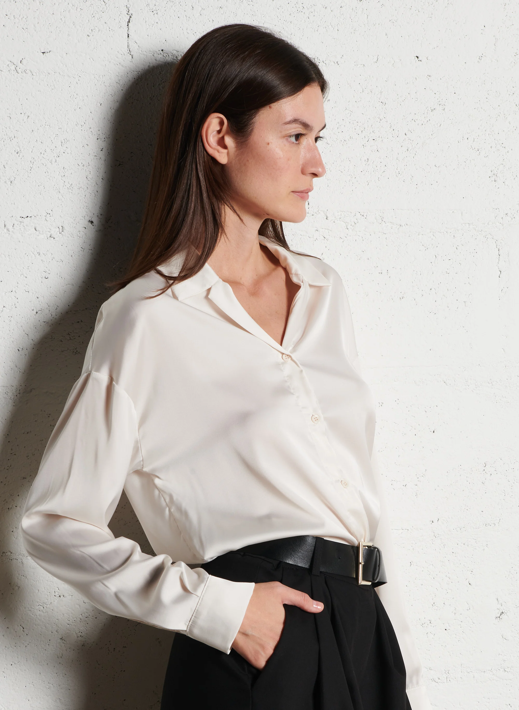 Chemise col classique| Beige