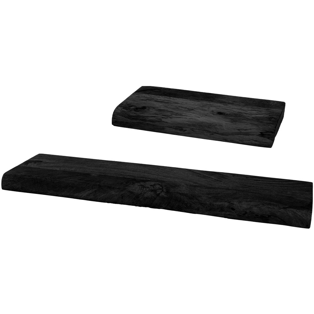 Wandplank Pure Zwart Mangohout – Set van 2 Klein