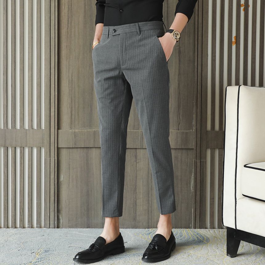 FORSETI - Gestreepte taps toelopende cropped pantalon