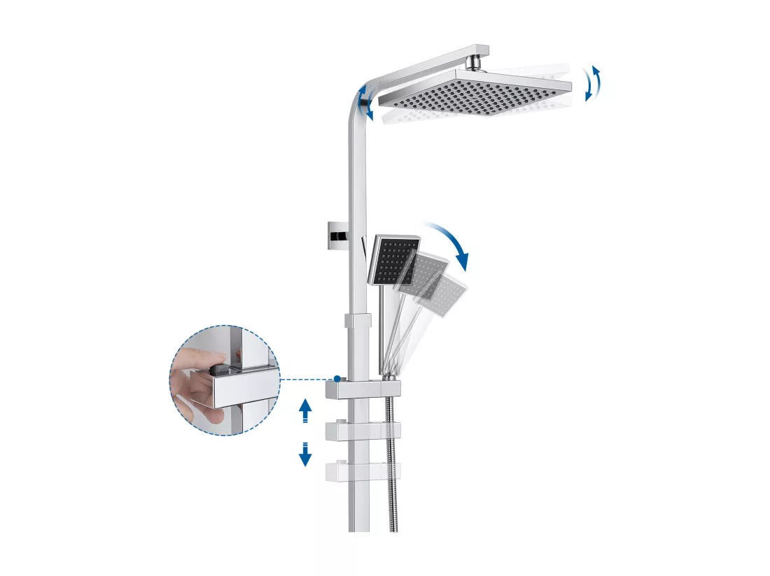 AURALUM MAX Système de Douche Carré Colonne de Douche avec Mitigeur Colonne de Douche Thermostatique Système de Douche Corps en Laiton