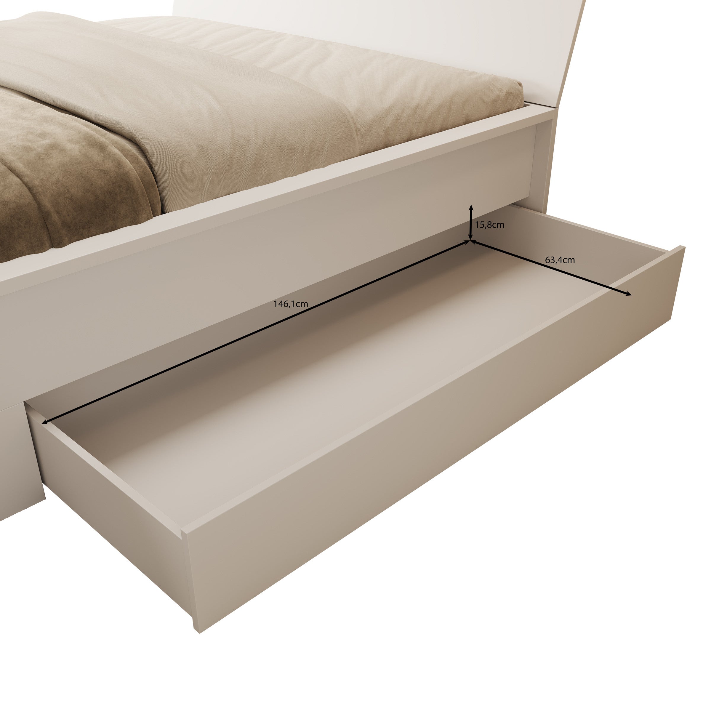 Brett - Tweepersoonsbed met lade - Eiken - 160x200 cm