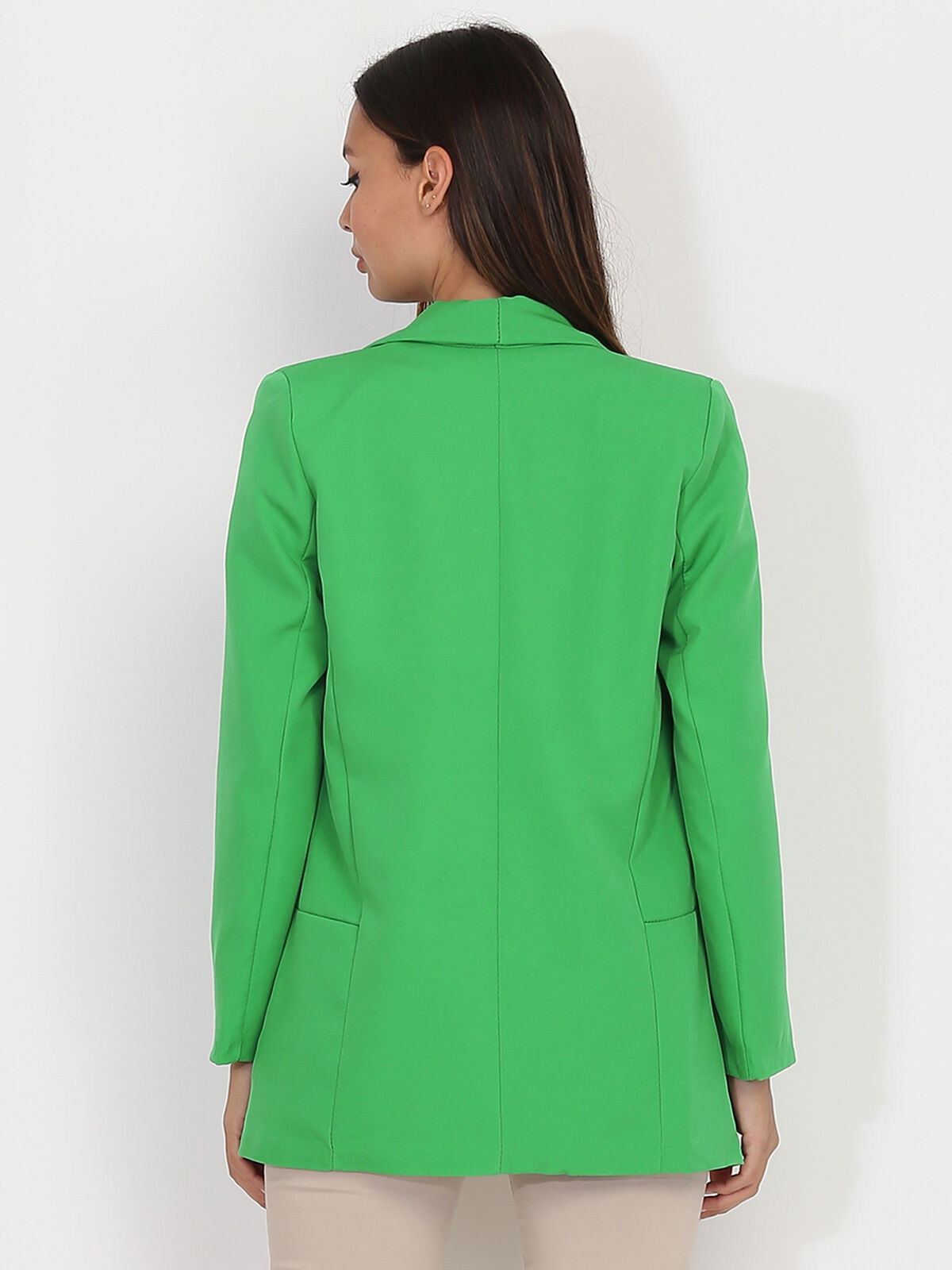 Blazer à col châle- Vert
