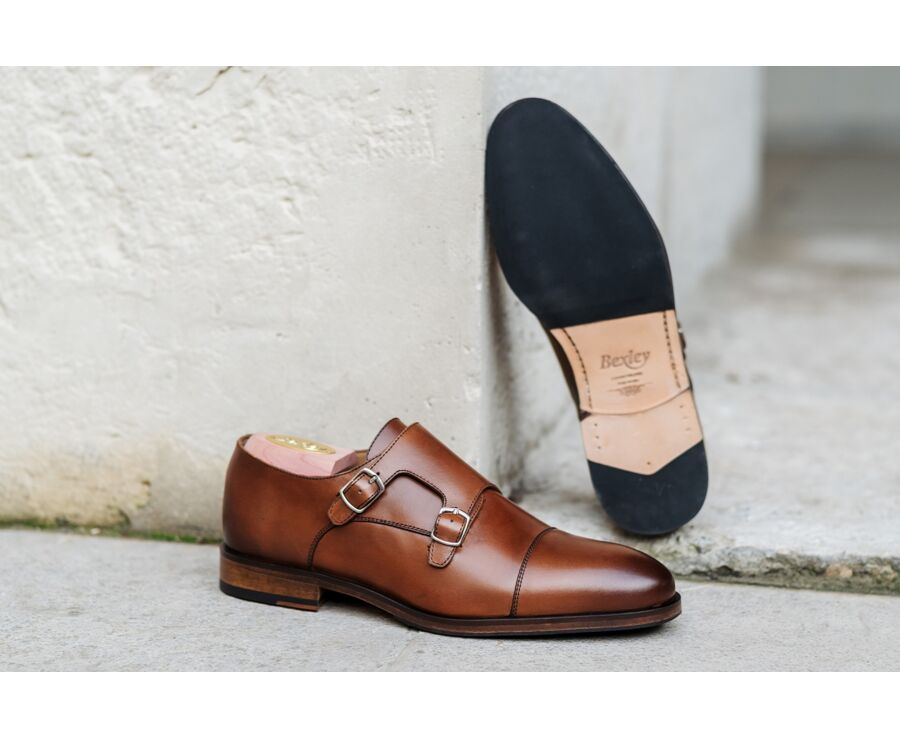 Chaussures cuir homme avec boucle Cognac Patiné - GREYDALE PATIN