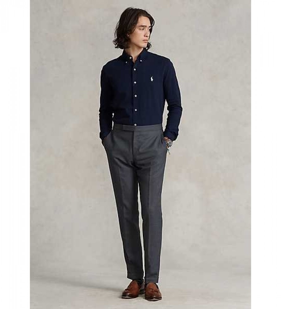Camisa Ralph Lauren Ultralight Piqué Azul Marinho