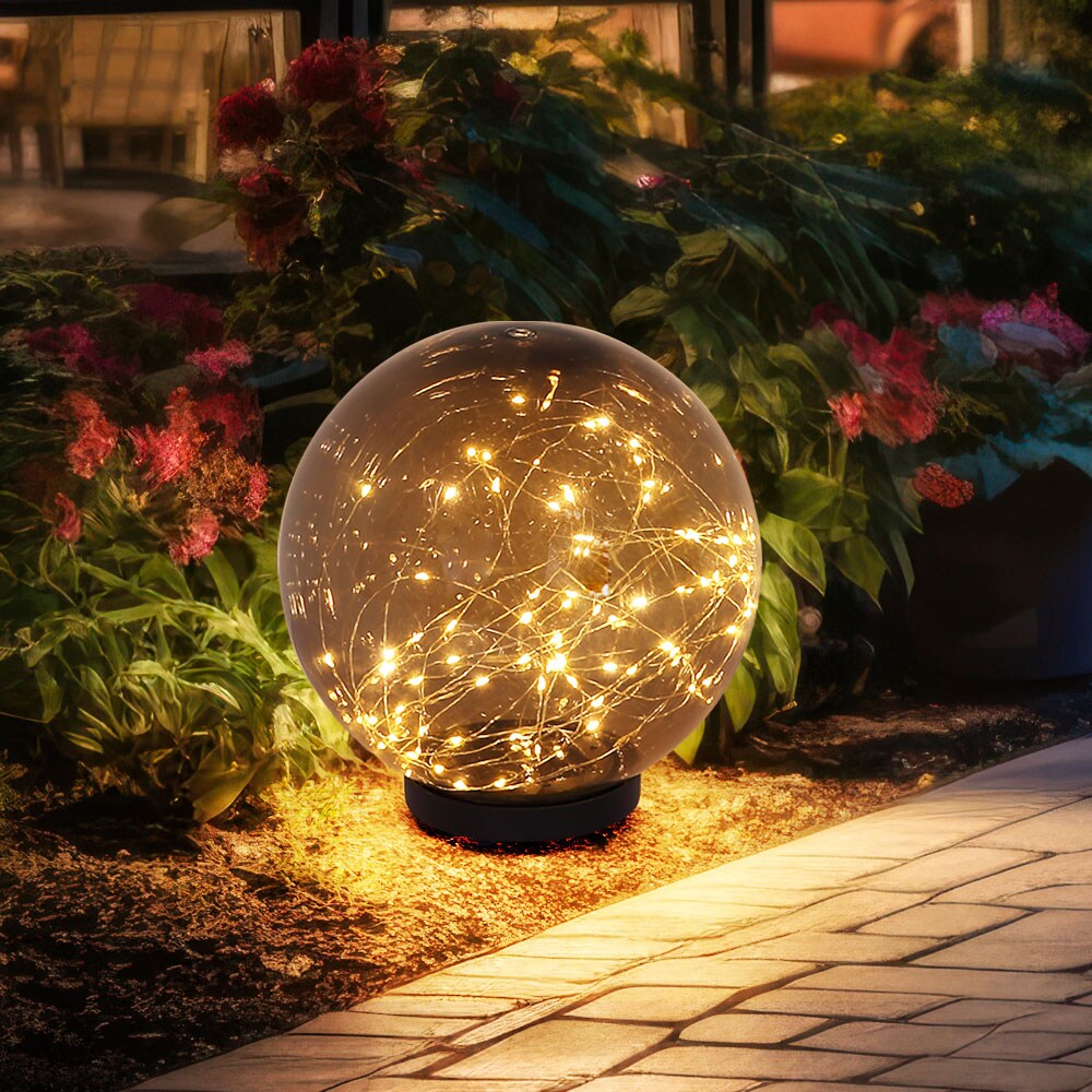 LED Solarlampe, Kugel-Form, Lichterkette, H 30 cm