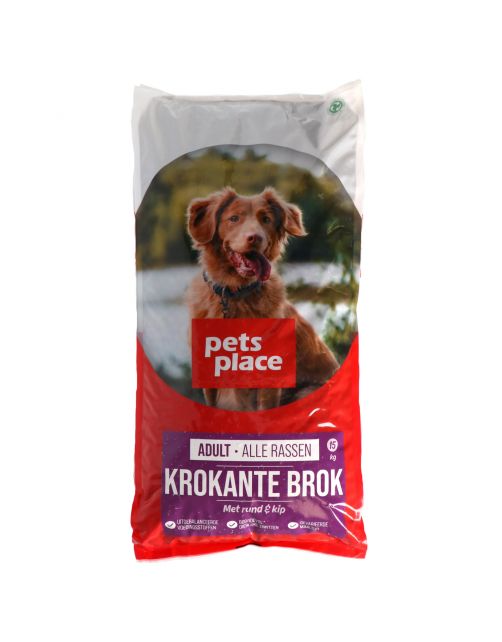 Pets Place Adult Krokante Brokken Gevogelte&Vlees - Hondenvoer