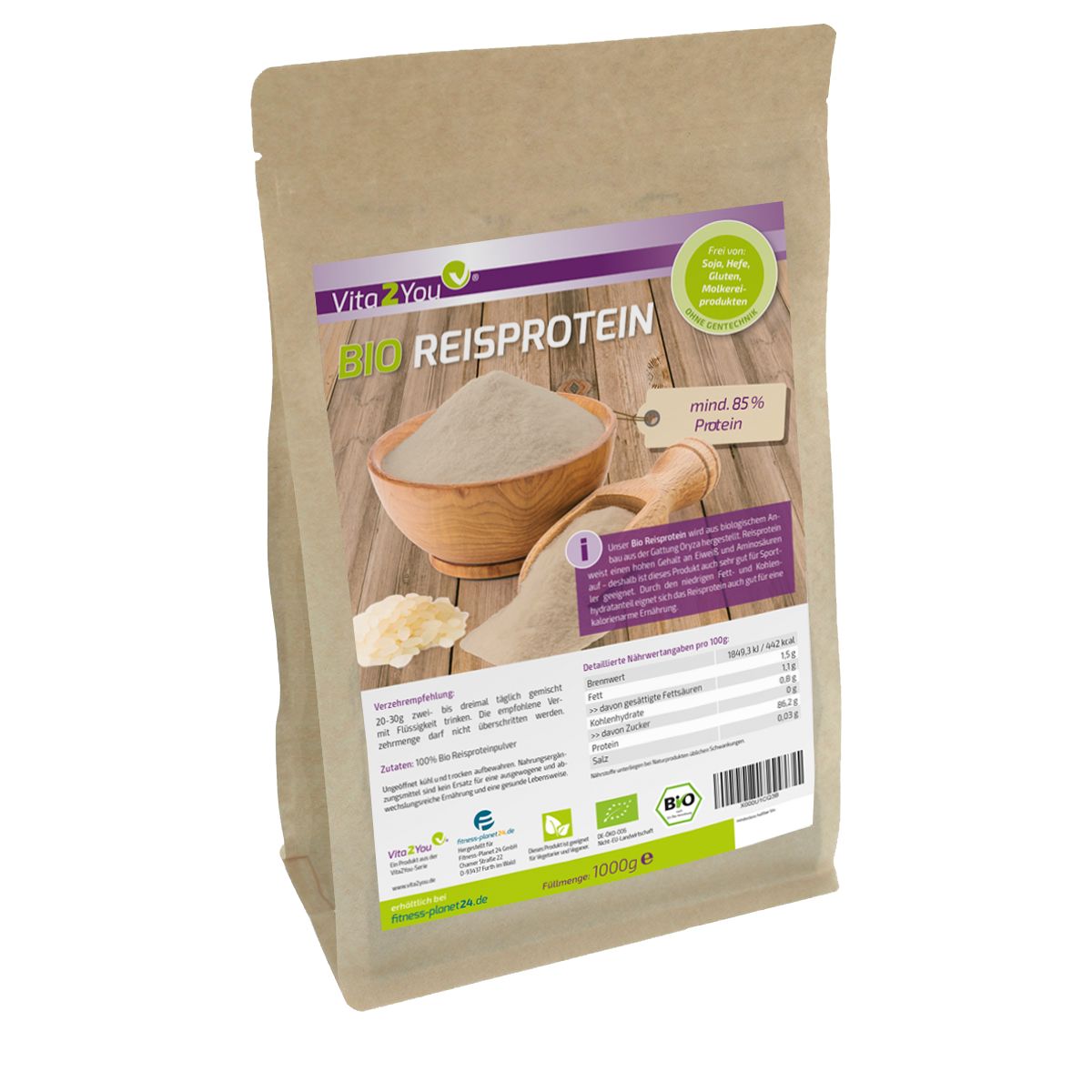 Vita2You Bio Reisprotein 85% Protein
