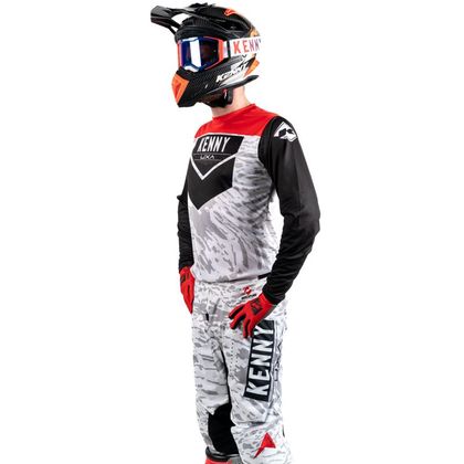 Maillot cross Kenny REPLICA HONDA MOTOBLOUZ SR PERFORMANCE STONE RED 2024 - Blanc / Noir