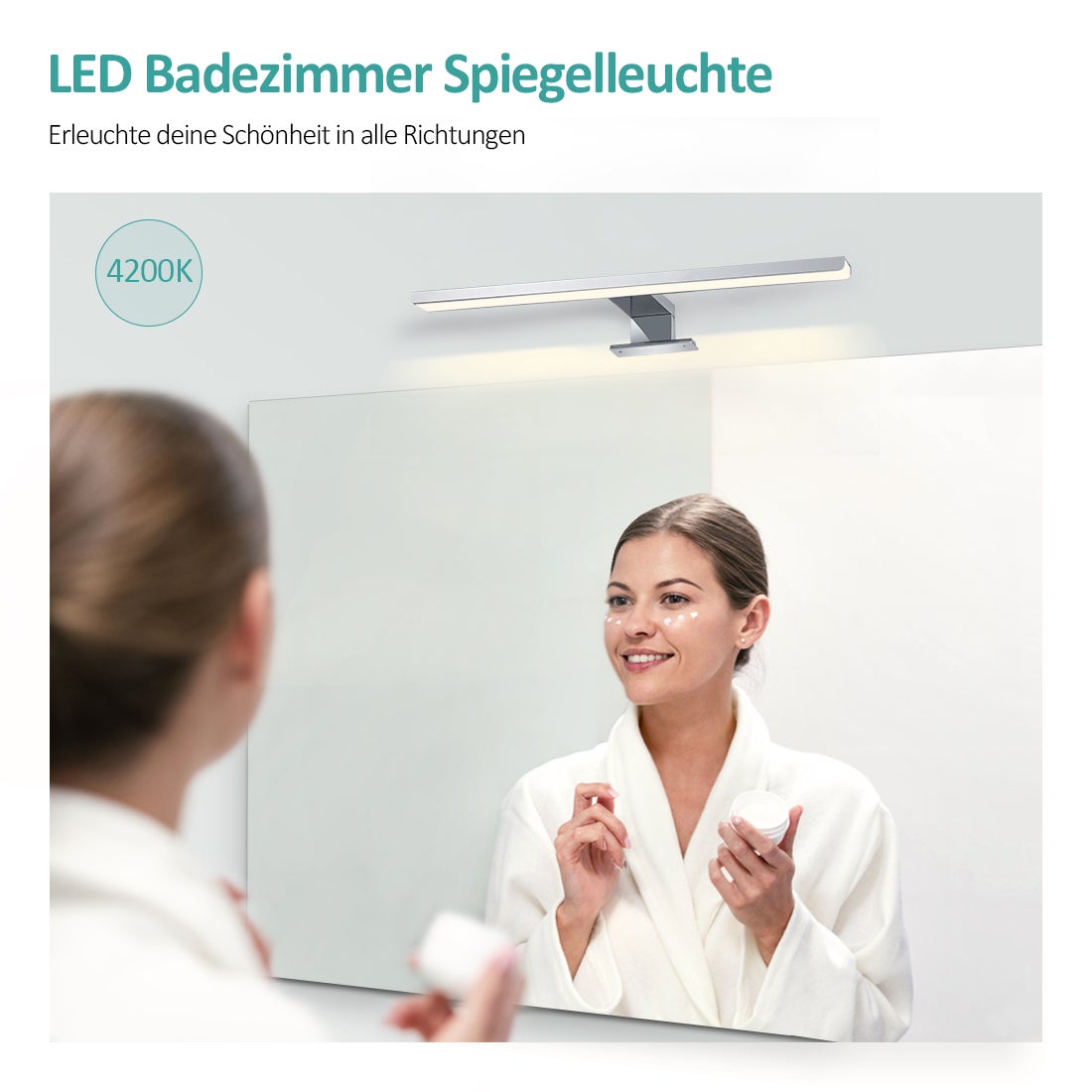 EMKE LED-spiegellamp, 40 cm spiegellamp voor badkamer, IP44, kastlamp, chroom, neutraal licht 4200K