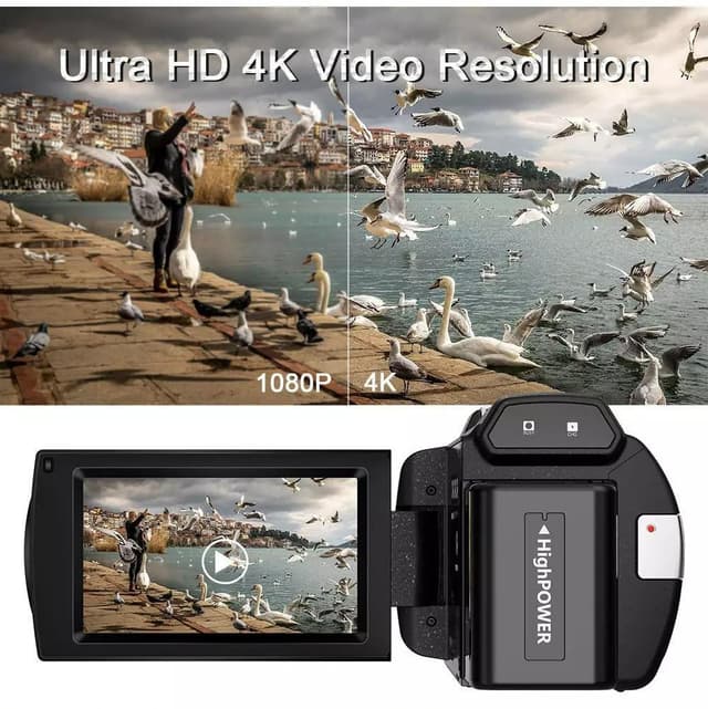 Videokamera 4K/48MP/16x Zoom/IR nattesyn/fjernbetjening