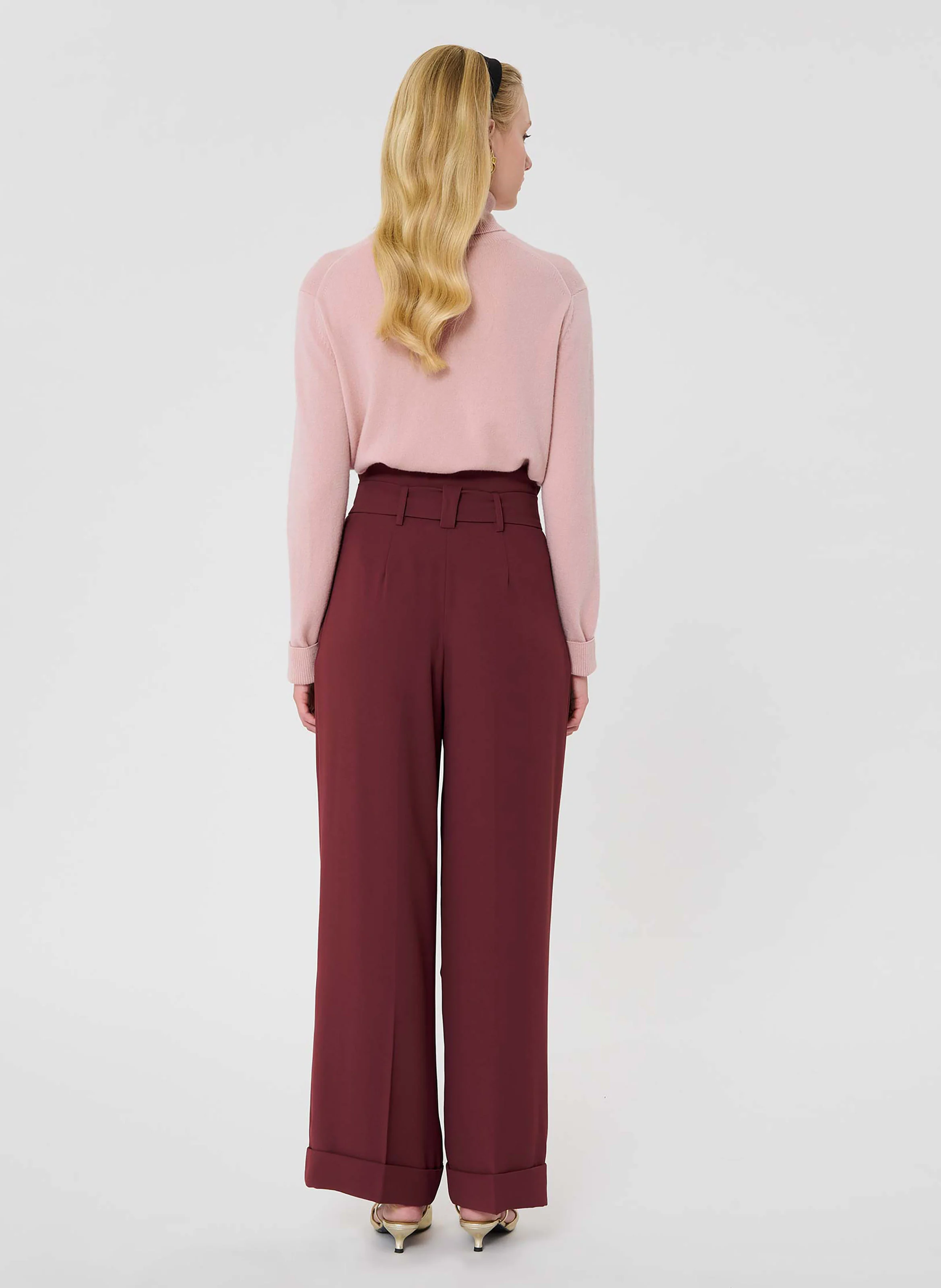 PIA - Pantalon large taille haute | Rouge