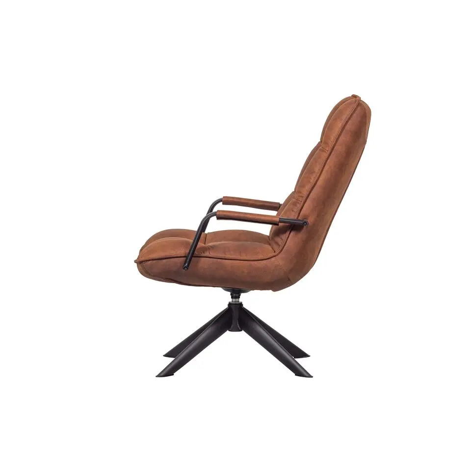 WOOOD Jouke Draaifauteuil - Kunstleer - Cognac - 96x70x85