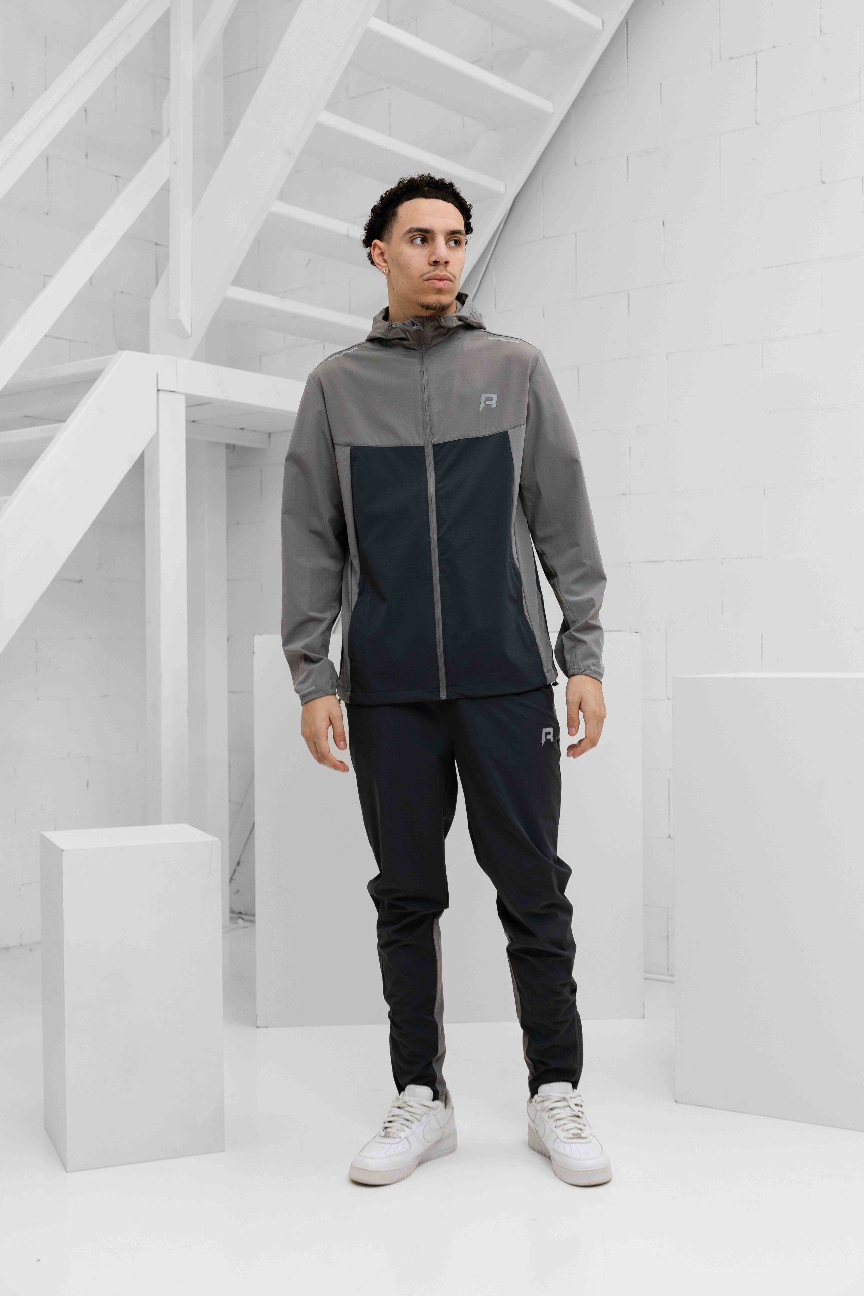 Reprimo Flight Windbreaker Trainingspak Heren Lichtgrijs/Donkergrijs