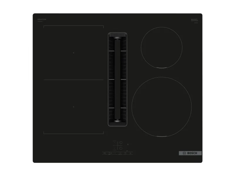 Bosch Serie | 4 PVS611B16E - Induktions kogeplade - 4 plader - Niche - bredde: 56 cm - dybde: 49 cm - Klasse B - rammeløs - sort med downdraft-udstødning (ekstraktion og recirkulation med ekstra ekstraktion og recurkulationssæt)