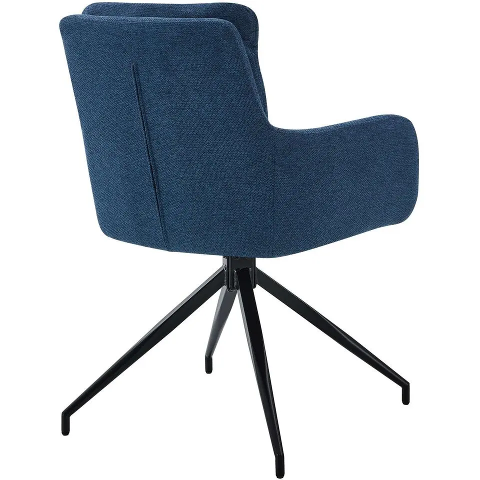 CLP Eetkamerstoel Somers zwart Frame - Stof - blauw