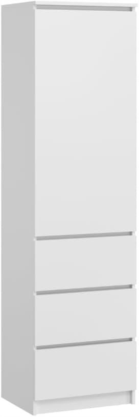 BDW - Kleiderschrank mit Schubladen - Schrank mit 3 Schubladen, Regalen - Garderobenschrank 50 cm breit, 180.5 cm hoch, 40 cm tief - Schlafzimmer, Kinderzimmer, Wäscheschrank - Weiß
