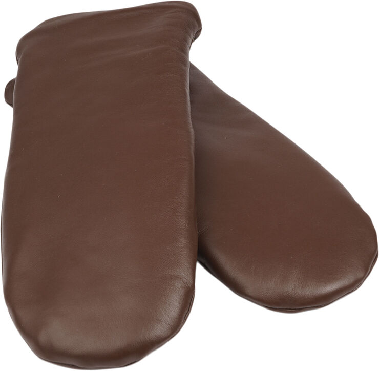 Lovelies RAVENNA - FINE LEATHER MITTENS W/ FLEECE LINING Dark brown