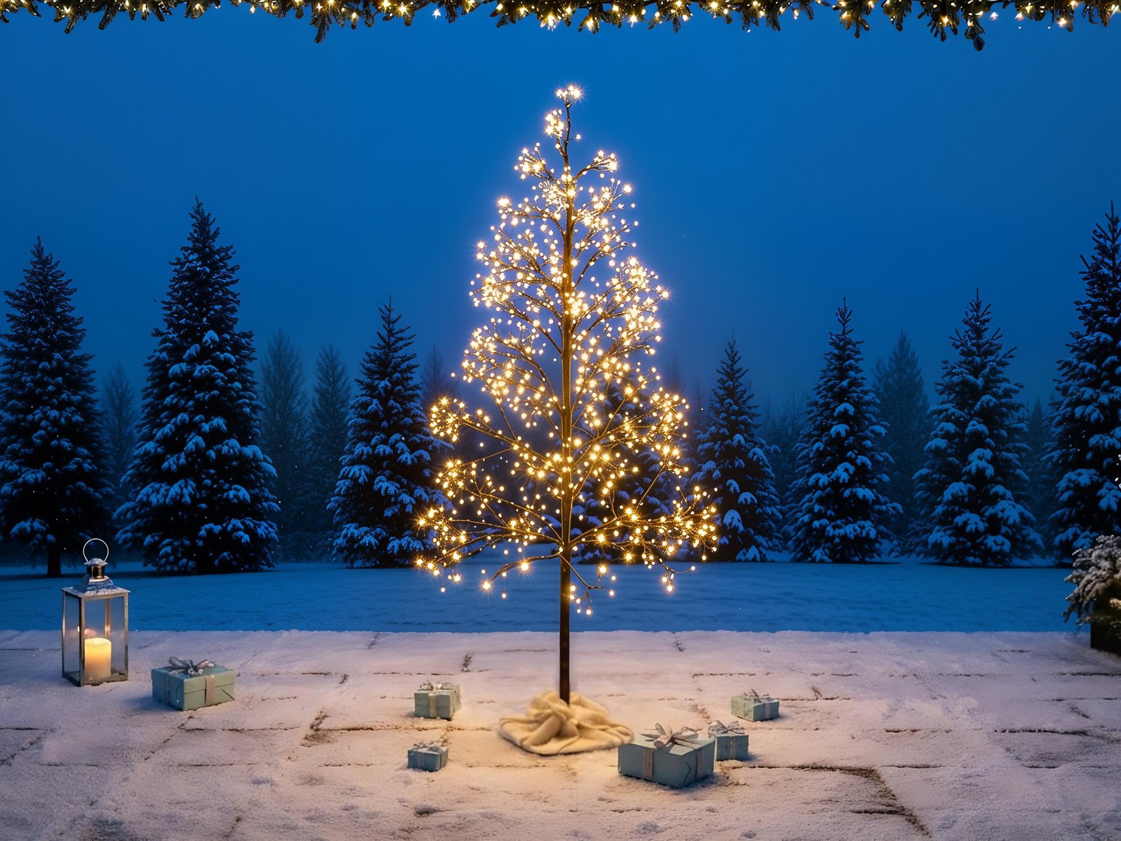 Buitendecoratie LED LONKARI Boom 150 cm Bruin