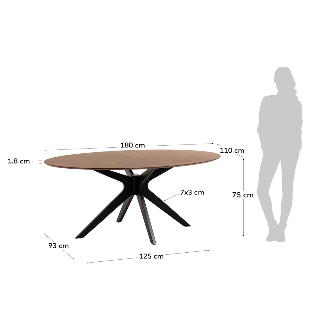 Kave Home Esstisch NAANIM 180 x 110 cm schwarz /Nussbaum braun