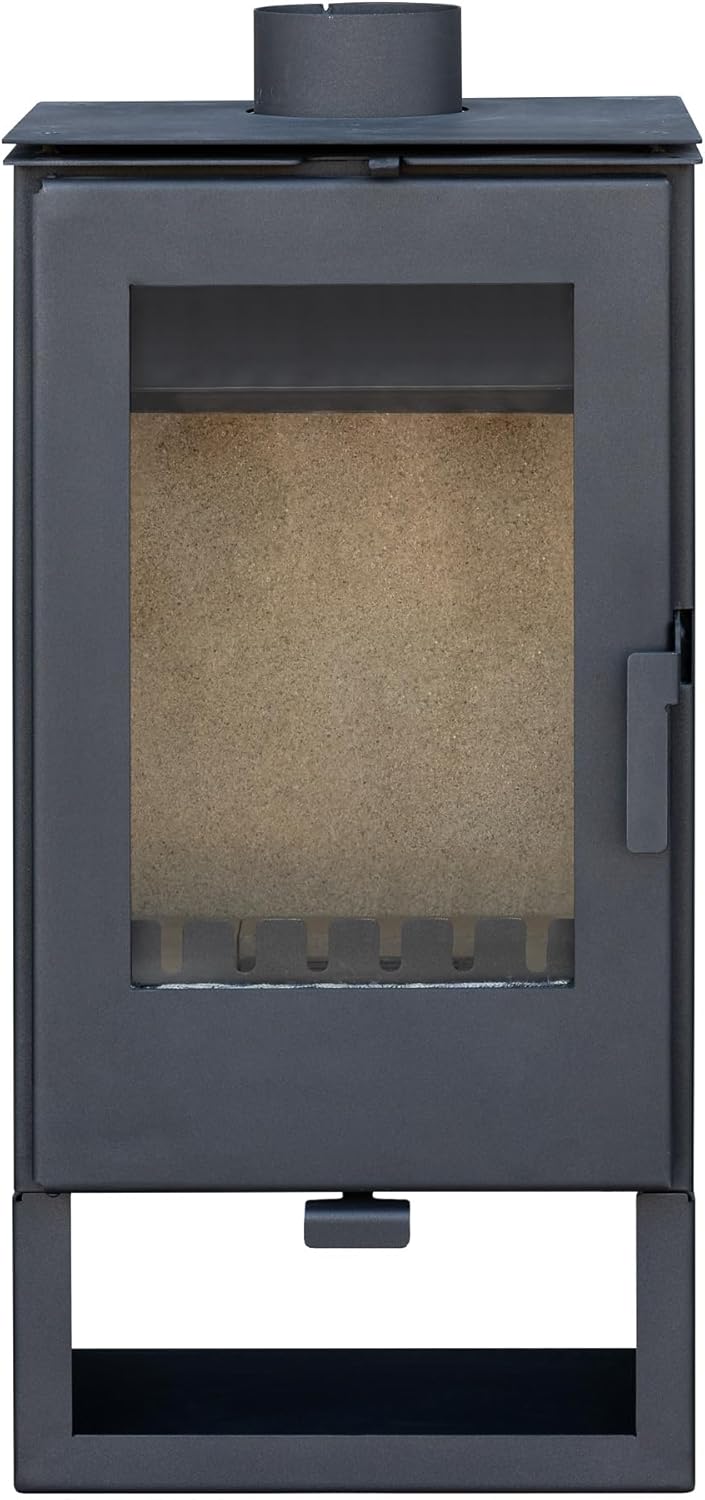 Kaminofen holzofen ALAZ K8M Schwarz 9 kW, Kamin Heizofen Dauerbrandofen Holzofen, Кaminholz Hüttenofen, Кaminfeuer, Briketts Kamin, Fireplace Wood