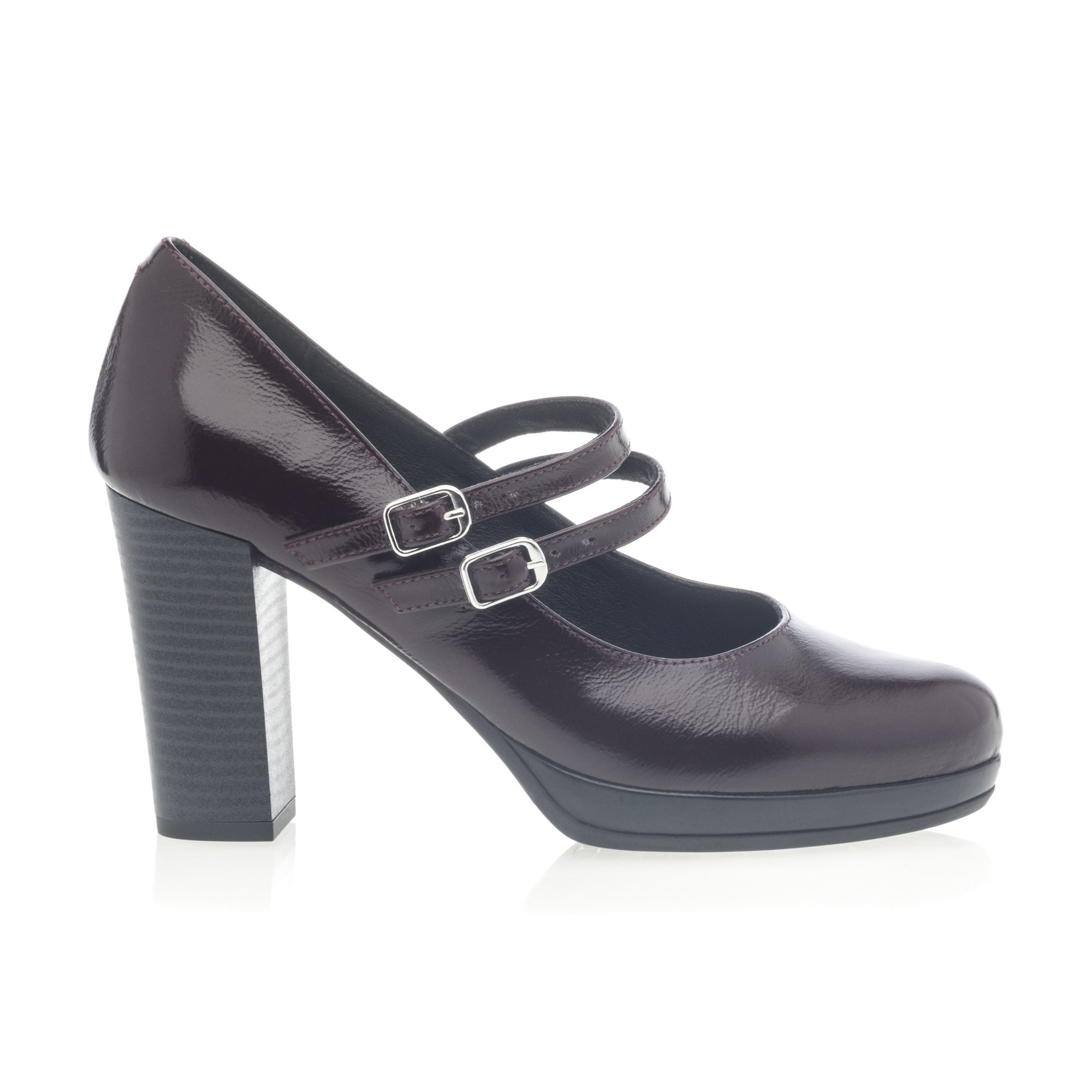 Babies à talon Femme en cuir bordeaux