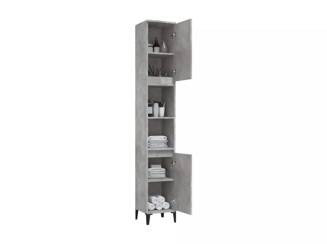 Armoire de salle de bain gris béton 30x30x190 cm