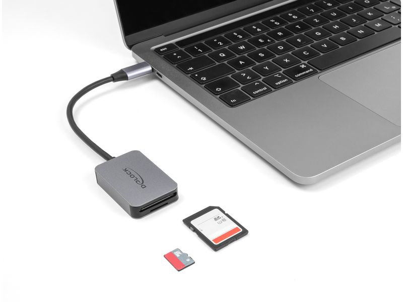 Delock Card Reader Extern USB-C Delock USB Type-C Card Reader im Aluminium Gehäuse für SD oder Micro SD Speicherkarten