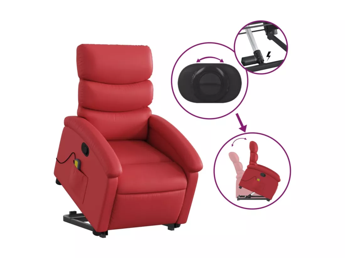 Fauteuil inclinable massant Rouge Similicuir