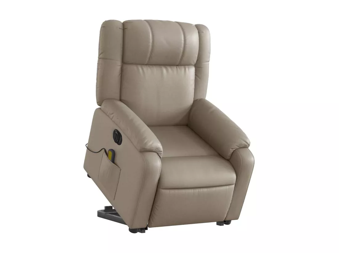 Fauteuil inclinable massant électrique cappuccino similicuir