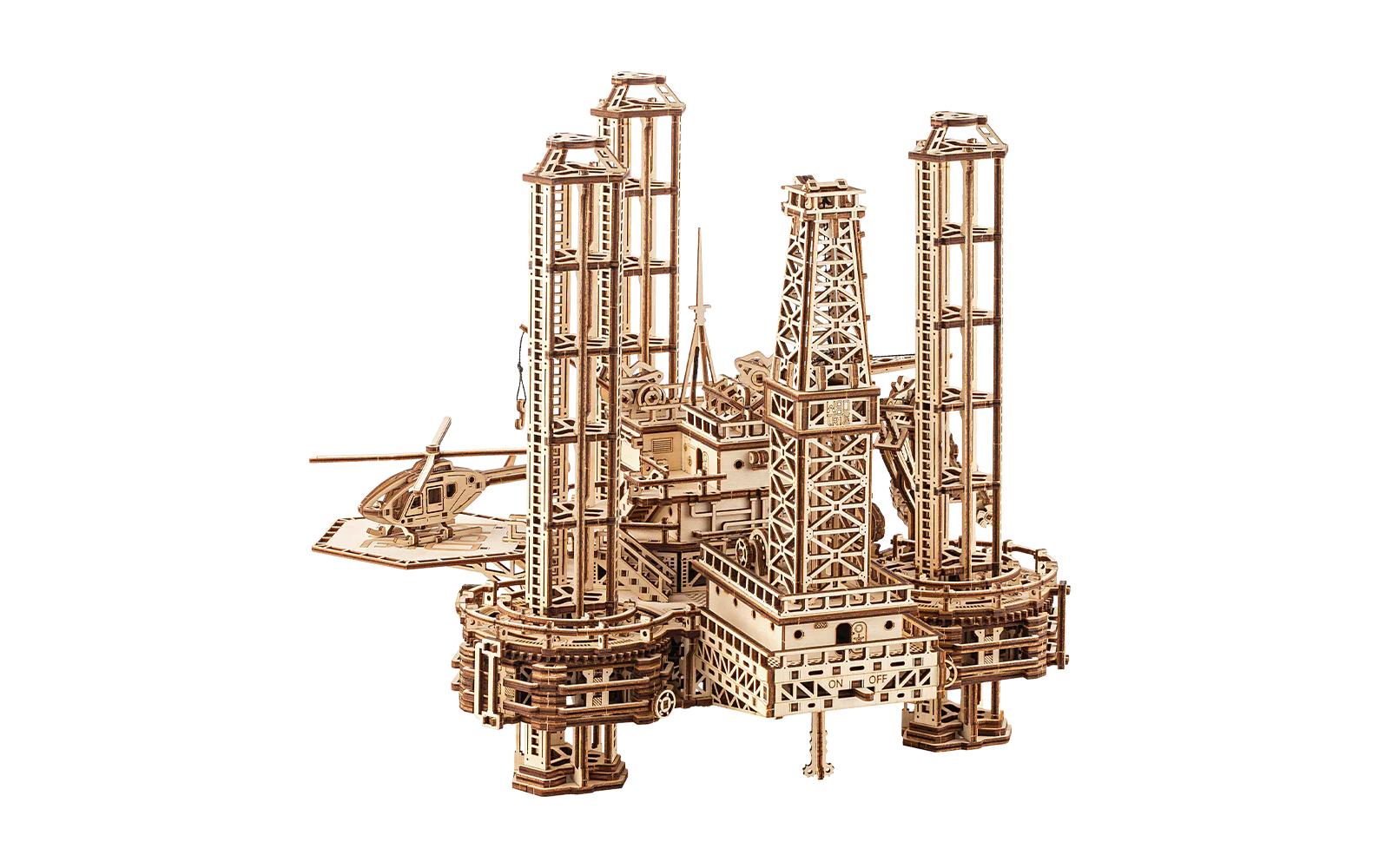 Bausatz ÖlbohrinselOffshore-Bohrinsel 3D Bausatz aus Holz