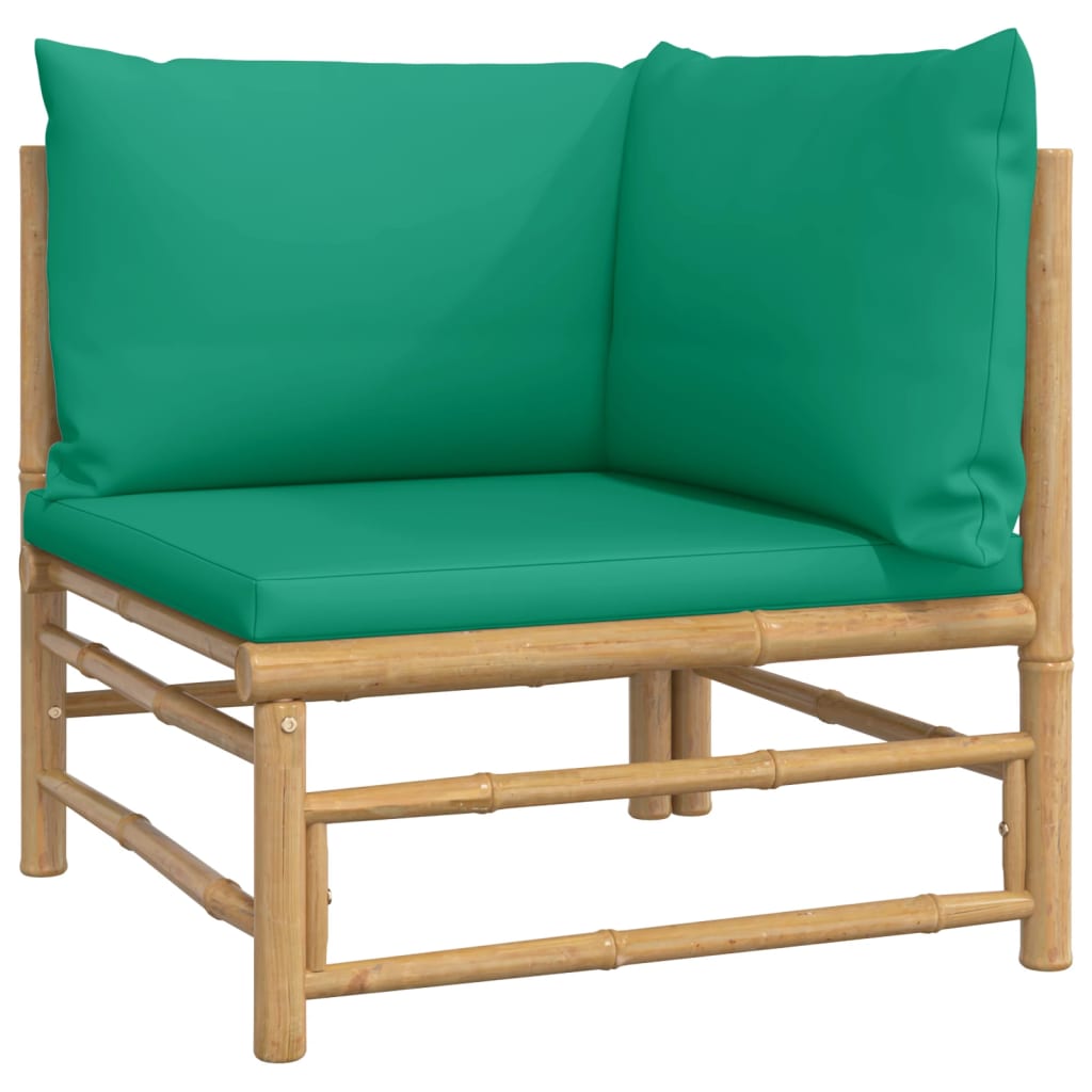 Salon de jardin meuble d'extérieur ensemble de mobilier 12 pièces avec coussins vert bambou