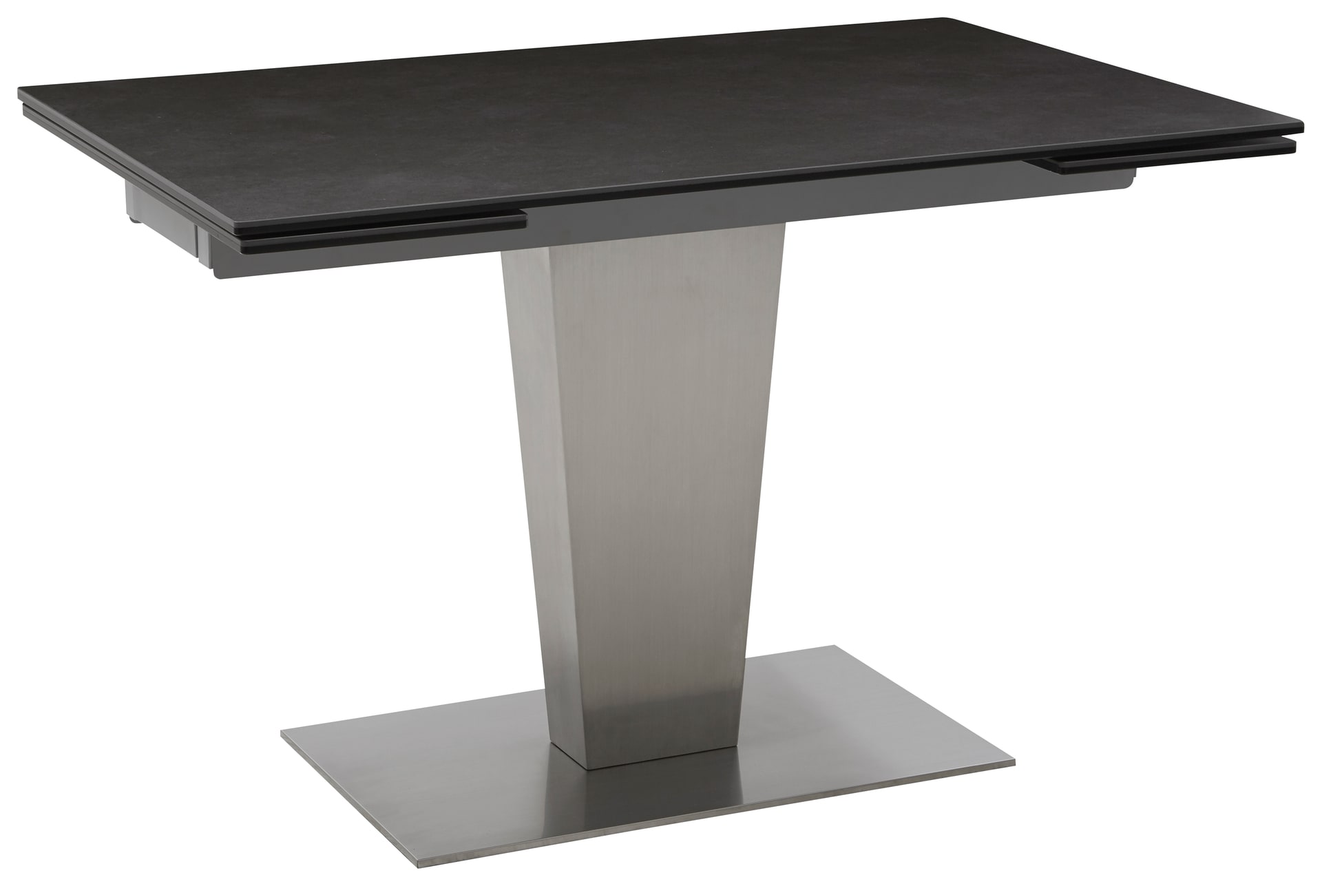 CASAVANTI Esstisch DIONE 120(180) x 80 cm Glaskeramik/Edelstahl gebürstet