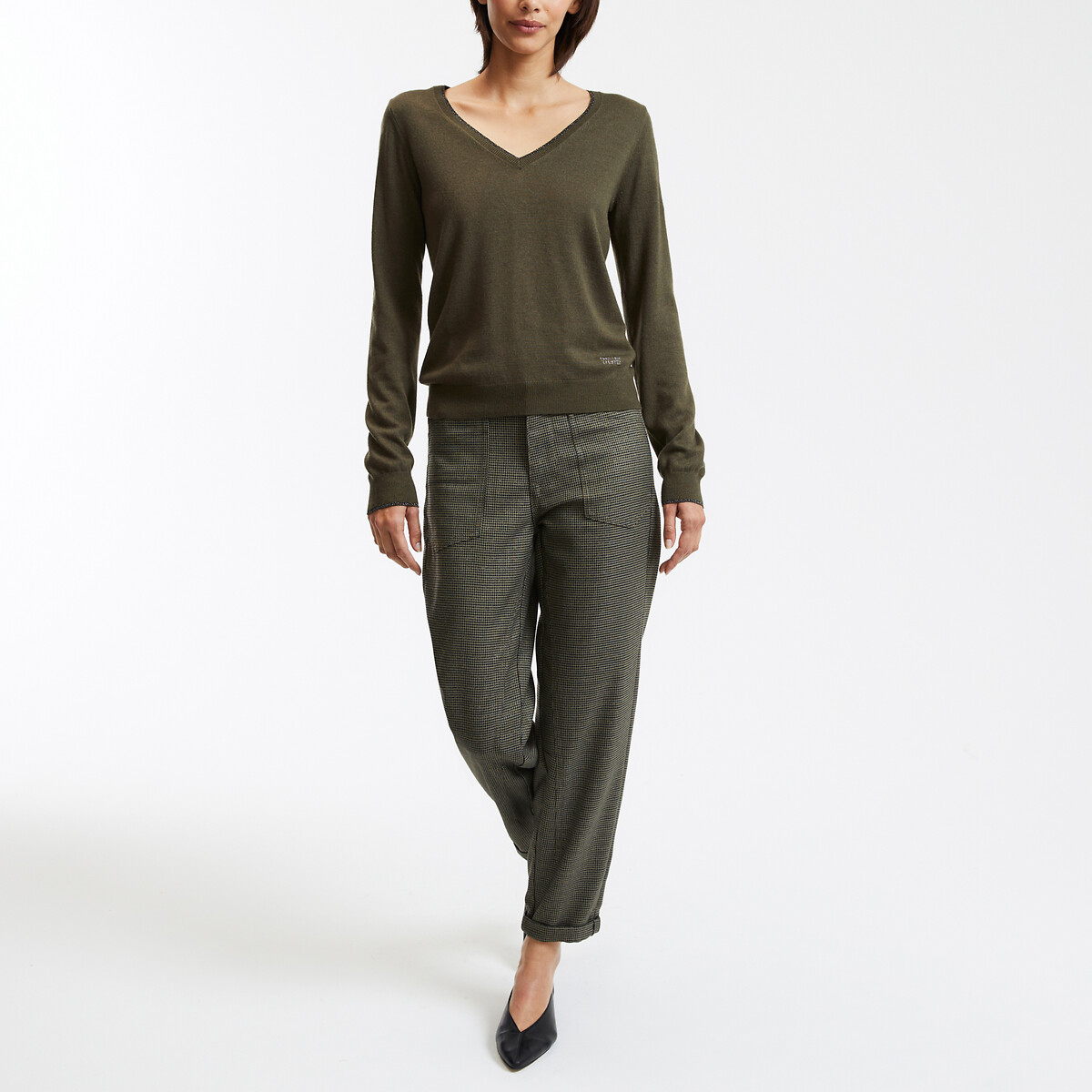 FREEMAN T. PORTER<br>Calças largas com estampa xadrez