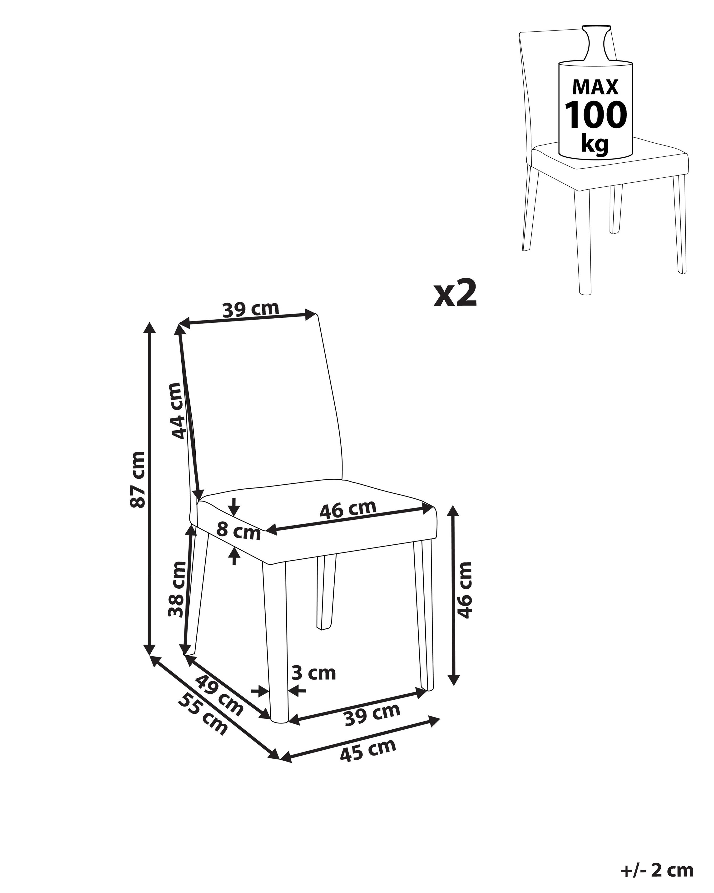 Set van 2 eetkamerstoelen PHOLA Grijs