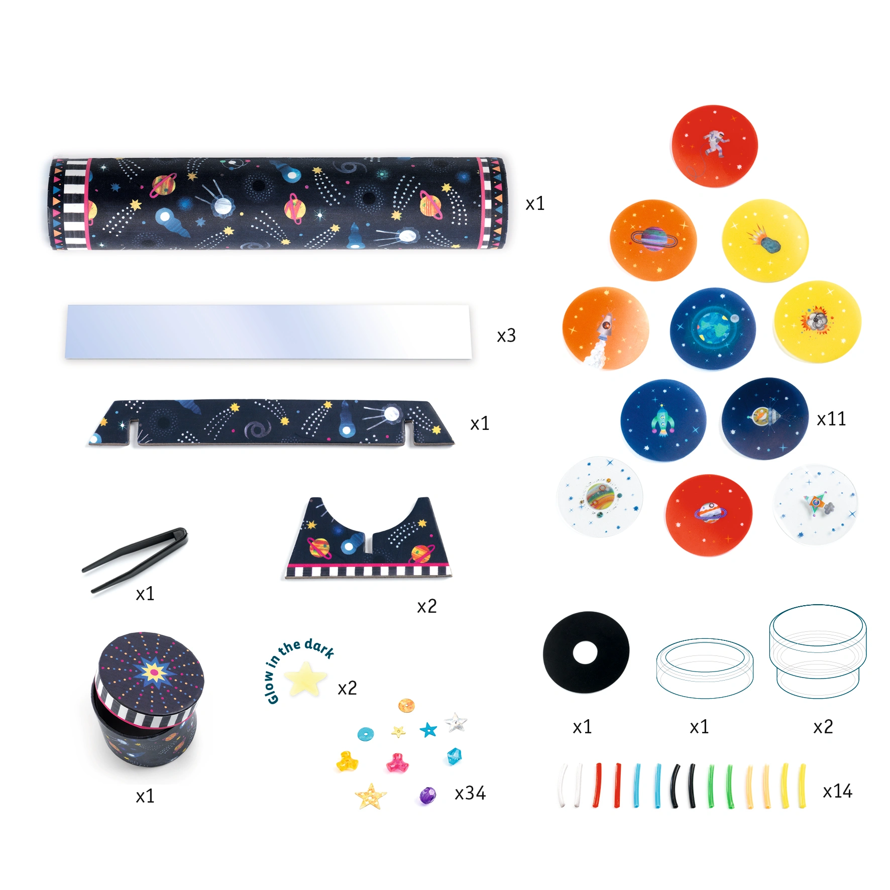 Kaleidoskop-Bastelset DO IT YOURSELF – RAUMFAHRT in bunt