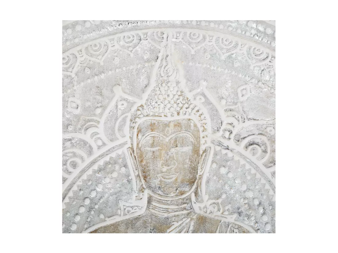 Tableau Toile murale encadrée peinte Bouddha 78 x 78 cm