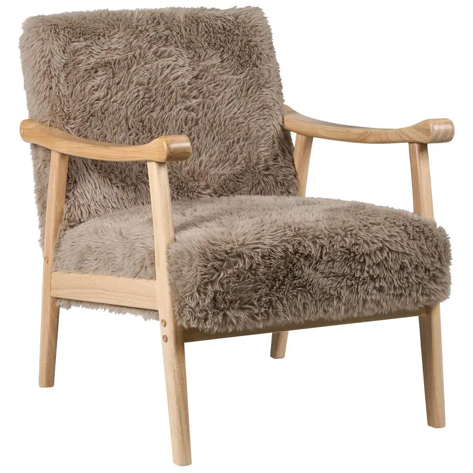 LEKNES - Fauteuil - Taupe - Kunstbont