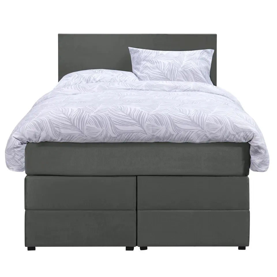 Boxspring met opbergruimte Liv egaal - grijs - 120x200 cm