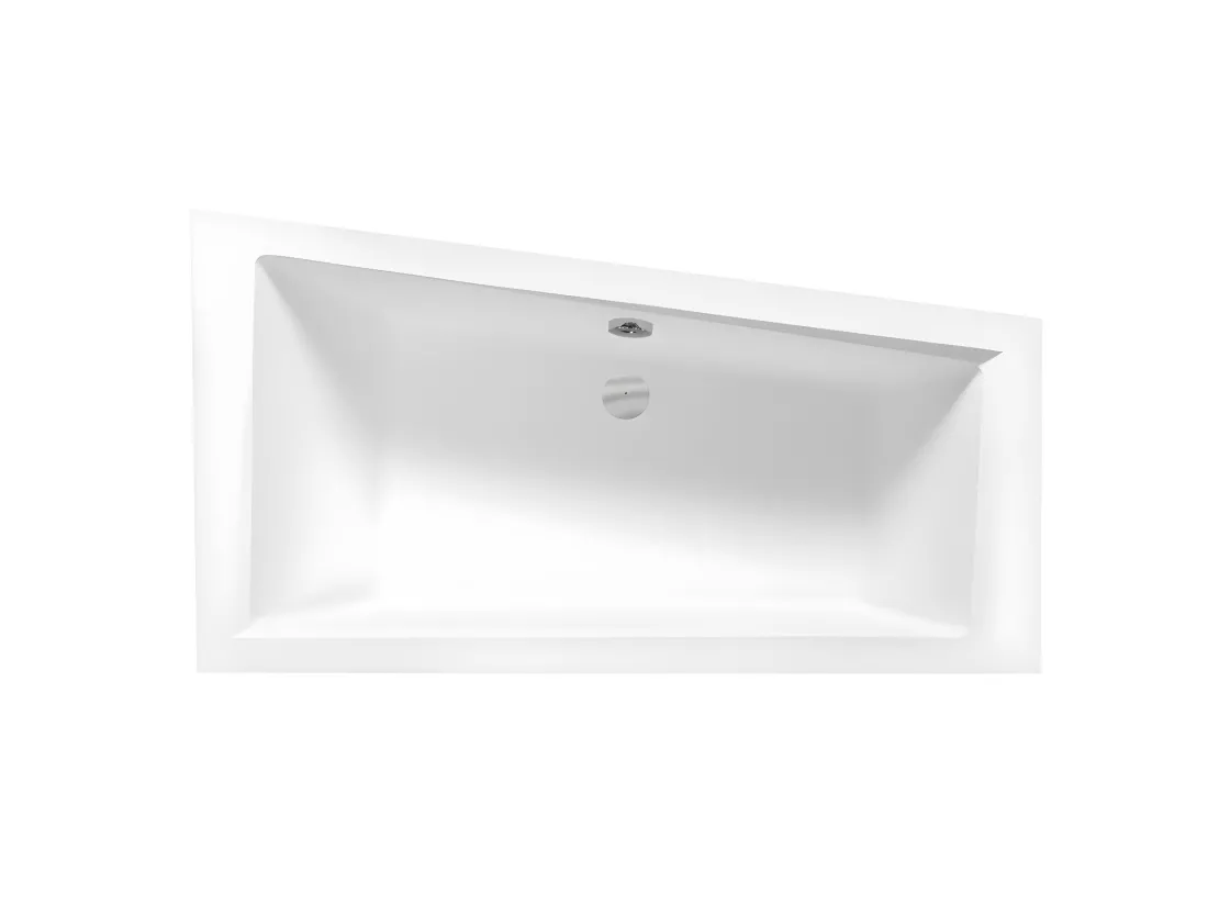 Baignoire asymétrique + tablier noir + repose tête - INTIMA - 160 x 90 cm - Gauche
