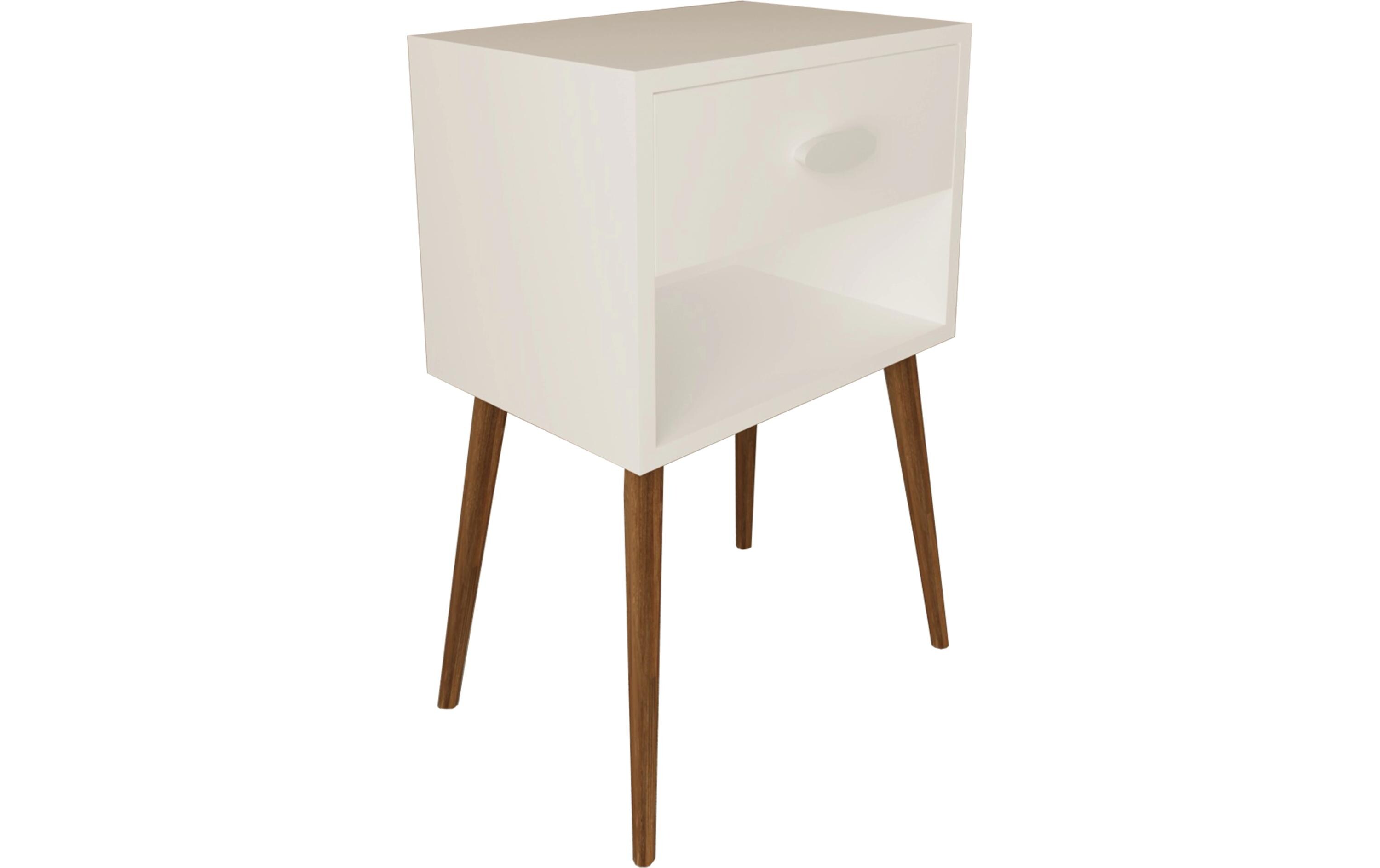 Nachttisch Singol XL 45 x 70 cm, WeissNachtschrank im Retro-Design