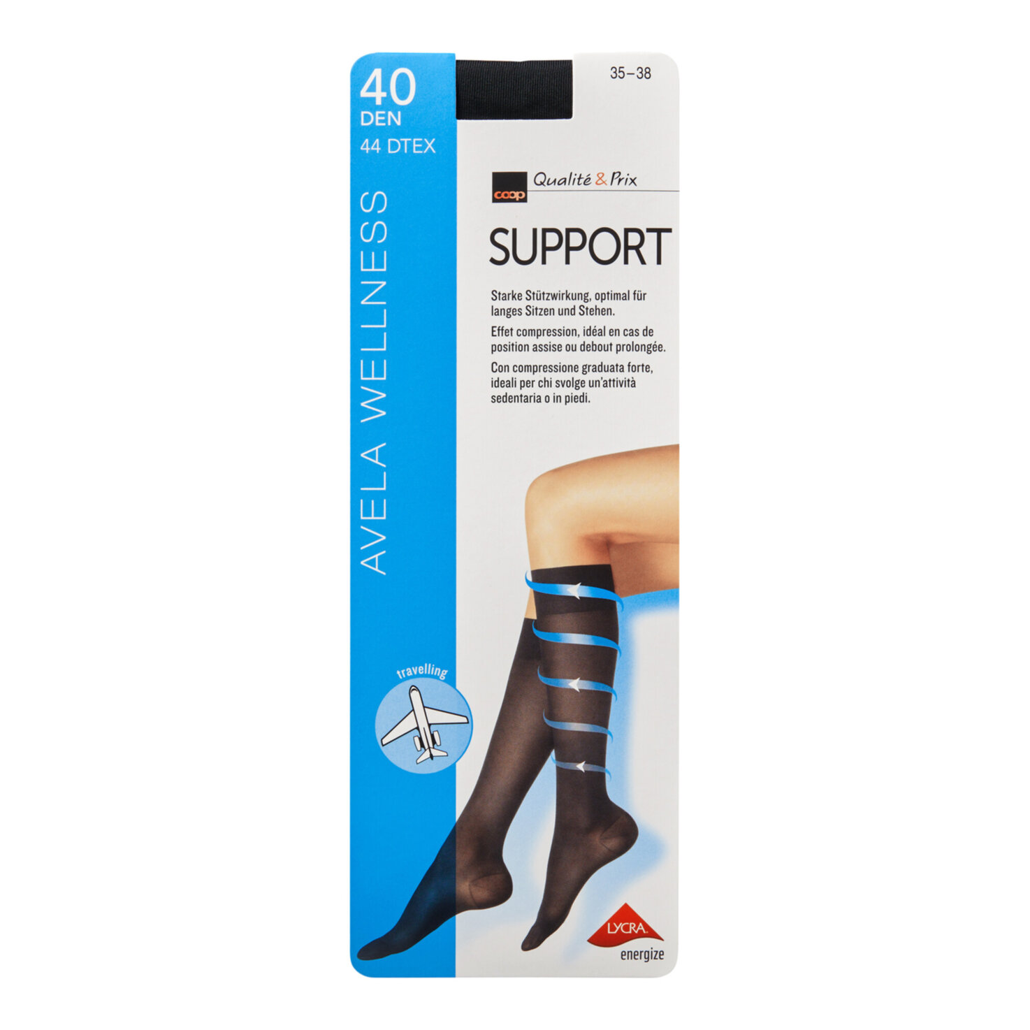 Avela Kniestrumpf Support Noir