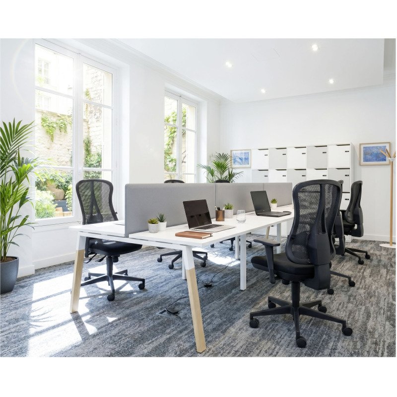 Chaise de bureau ANDRIO tissu et maille - avec ou sans accoudoirs et soutien lombaire - Mécanisme Synchrone - Pieds noir