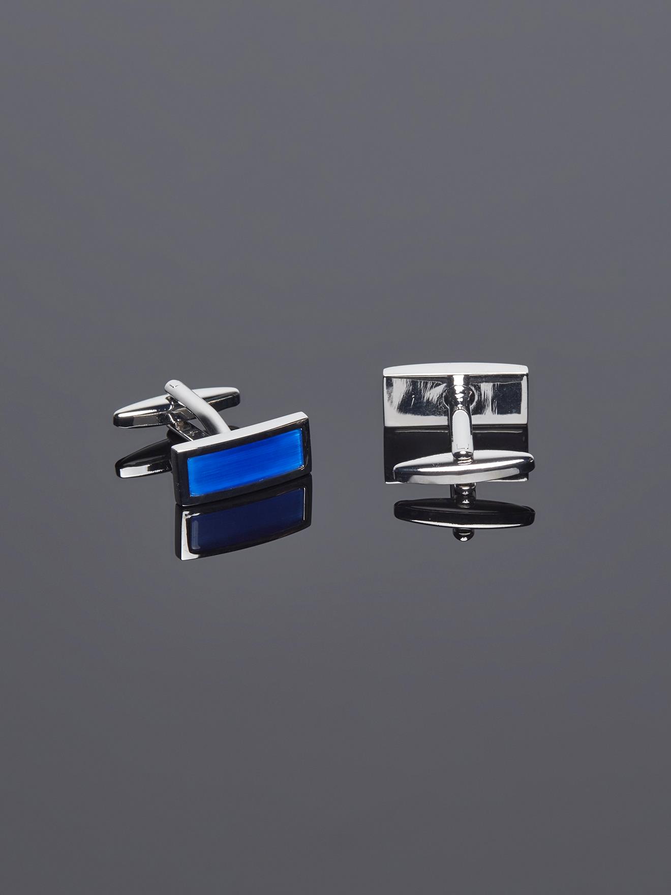 Boutons de manchette rectangle bleu