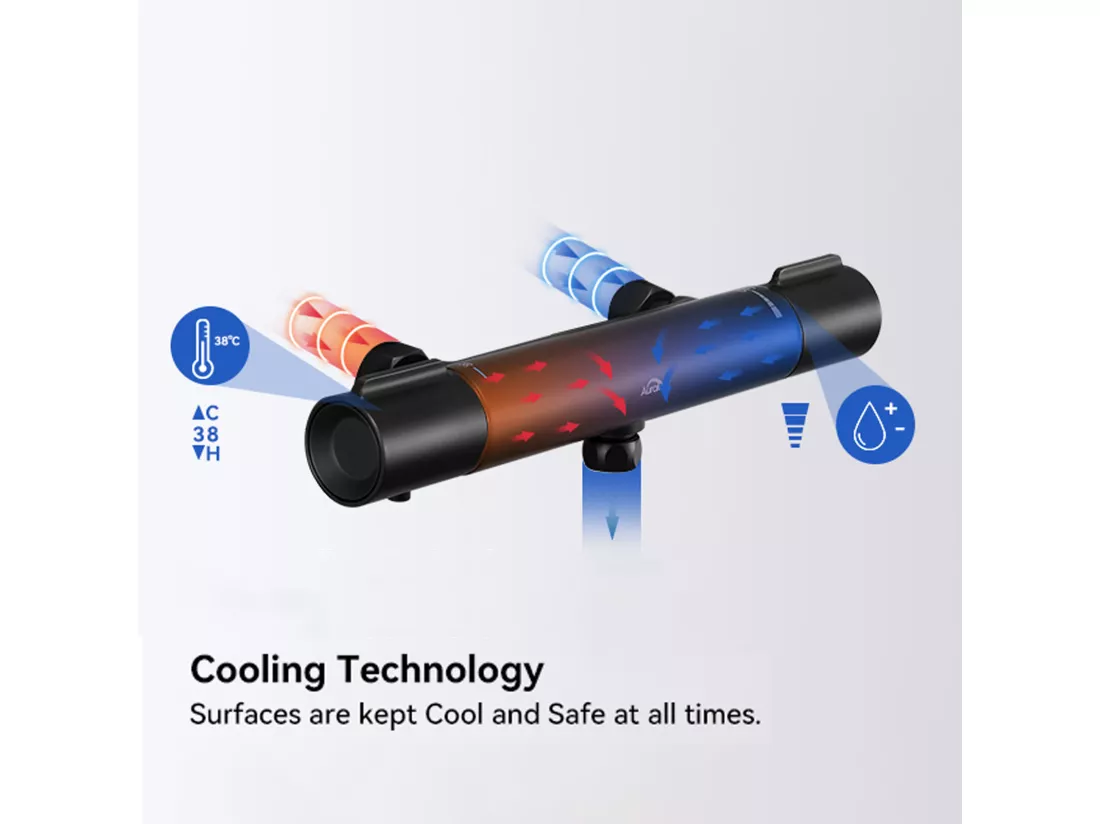 Mitigeur Thermostatique Douche Noir,Robinet Thermostatique de Douche Anti-brûlure avec Bouton Sécurisé à 38°C ,Mitigeur Douche en Laiton