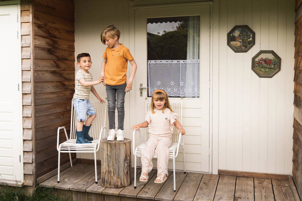 Koko Noko shirt + broek geel/wit gestreept